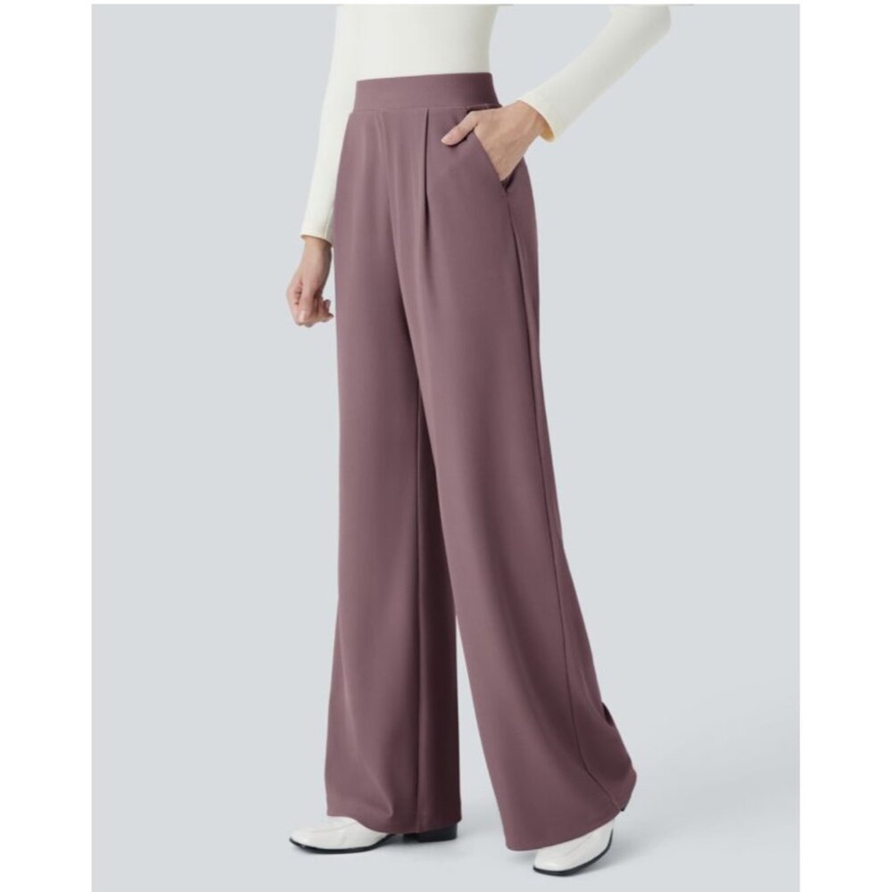 Halara Flex High Waisted Body Sculpt Waist Slimming Pocket Wide Leg Micro Waffle